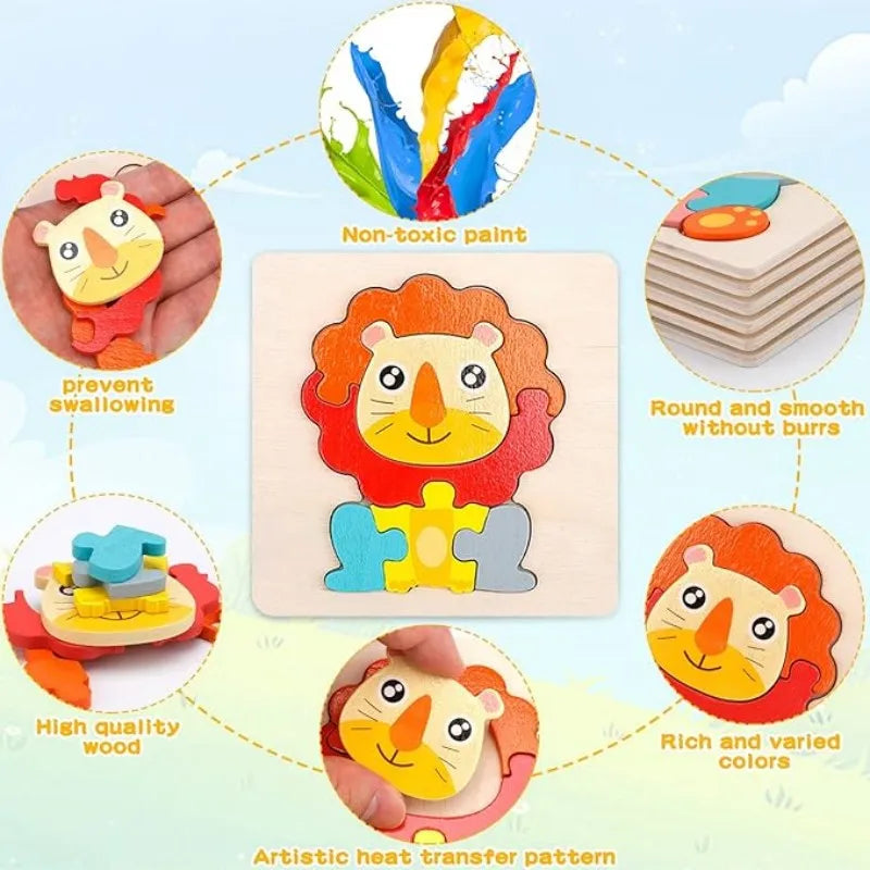 Conjunto de quebra-cabeças de madeira Montessori para crianças 1, 2, 3, 4 anos, brinquedos educativos