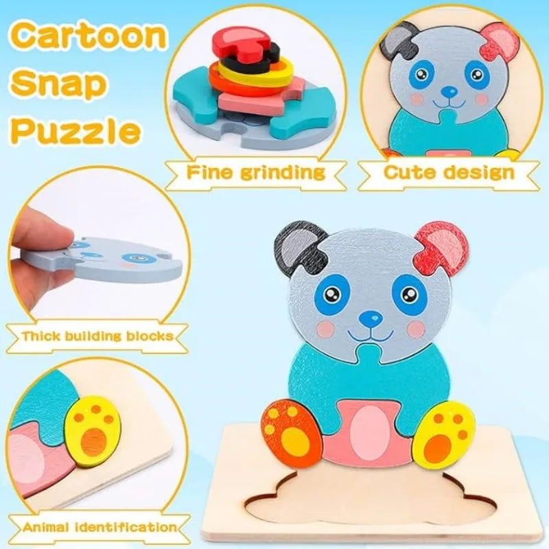 Conjunto de quebra-cabeças de madeira Montessori para crianças 1, 2, 3, 4 anos, brinquedos educativos