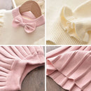 Vestido casual para meninas, tricô, infantil, inverno, mangas compridas, princesa, top e saia, 2 peças, roupas, suéter, infantilClothes