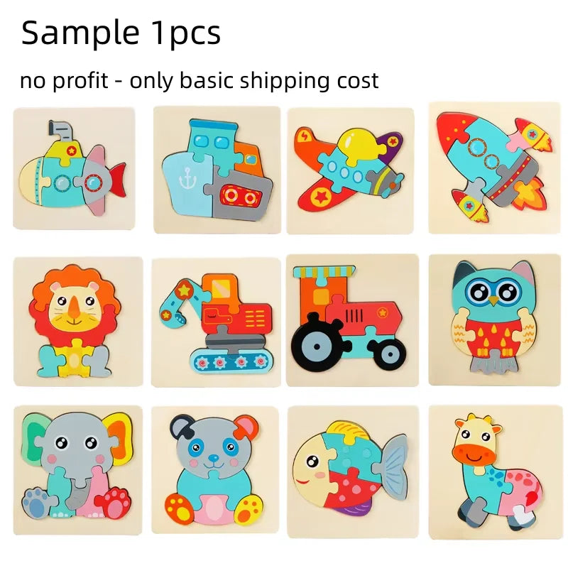 Conjunto de quebra-cabeças de madeira Montessori para crianças 1, 2, 3, 4 anos, brinquedos educativos